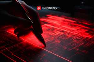 hand is writing a dispute on a digital board