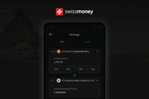 Crypto exchange in a swissmoney app.