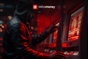 A person withdrawing money from an ATM