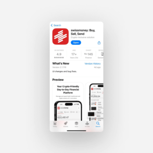 swissmoney app on an app store