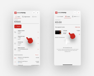 card top-up. swissmoney app