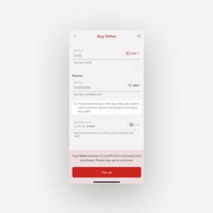 Buying Tether. swissmoney app