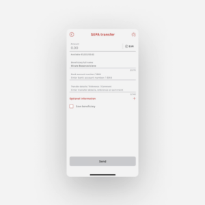 SEPA money transfer. swissmoney app